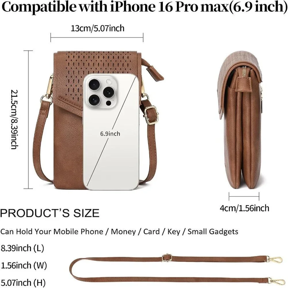 Small Leather Crossbody Bag Women Cell Phone Purse with Compartments